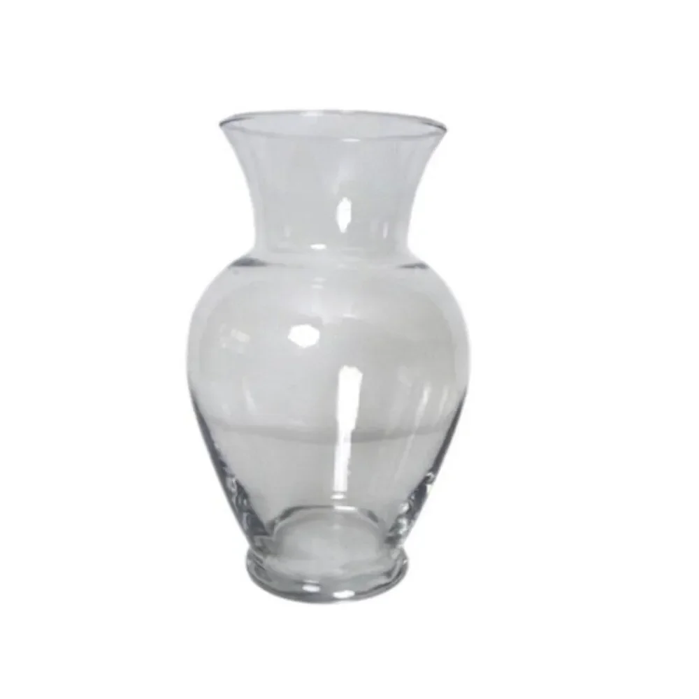 Clear Glass Flower Vase With Wide Flared Rim & Sturdy Base